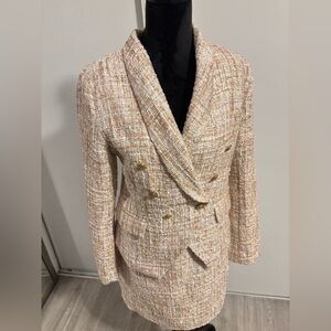 Tweed Set Women’s L Fashion Nova Light Pink Preppy Jacket Skirt Luxury Rich